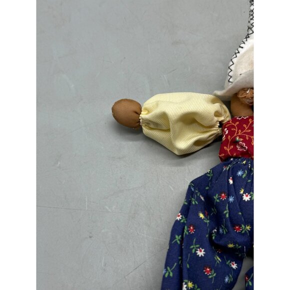 Handmade Fabric Rag Doll With Floral Patterned Clothes & White Felt Hat 12" READ - Picture 12 of 16